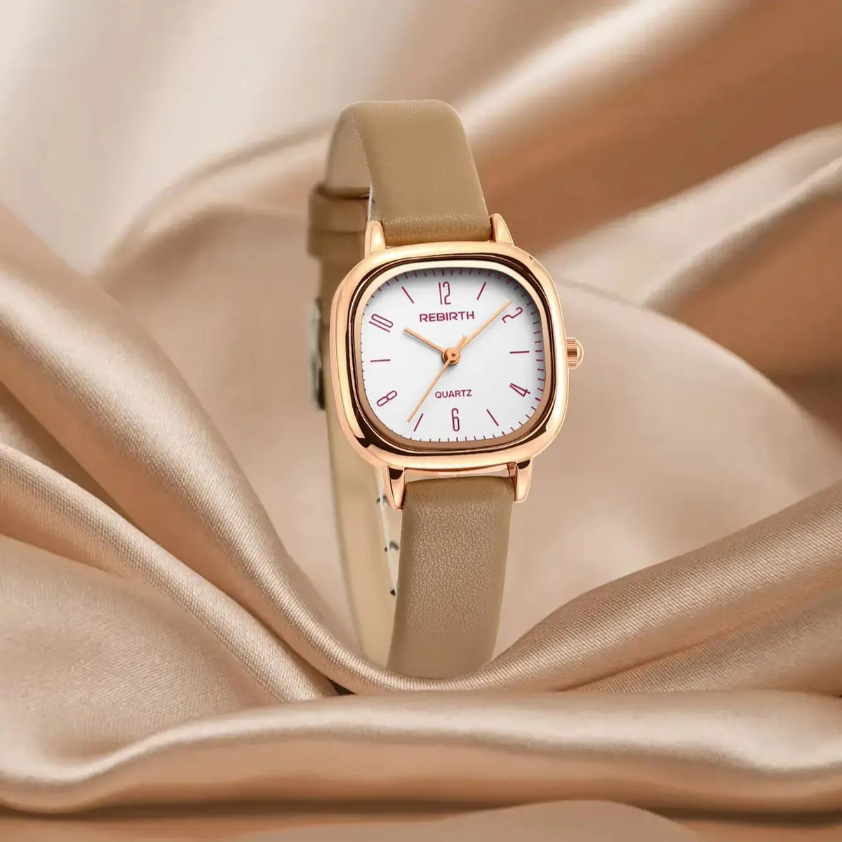 REBIRTH Roman Scale Quartz Watch | Leather Band, Water-Resistant Quartz Wrist Watch Nixie Brown