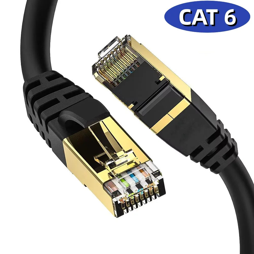 CAT6 Flat Ethernet Cable 1000Mbps Gigabit RJ45 LAN Patch Lead Ethernet Patch Cable Nixie Black CAT6 2M