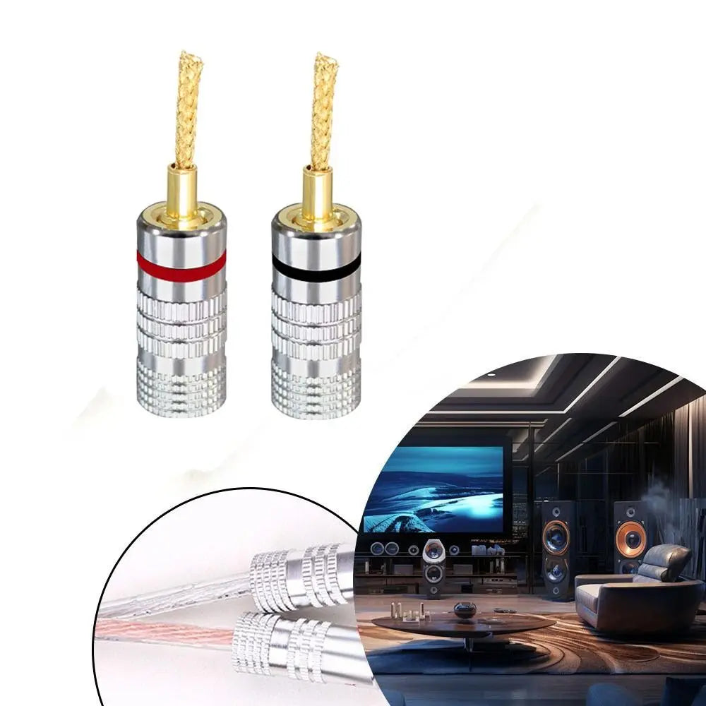 24K Gold Banana Plugs Screw Lock Speaker Wire Connectors Speaker Wire Connector Nixie