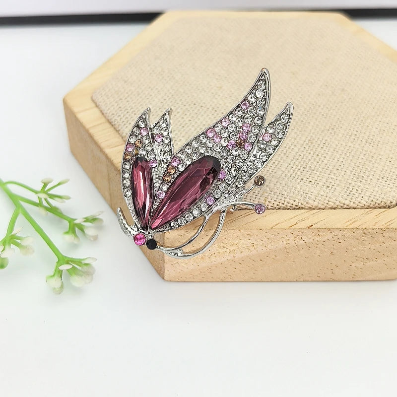 Purple Crystal Butterfly Brooch – Elegant Luxury Fashion Pin Crystal Brooch Pin Nixie