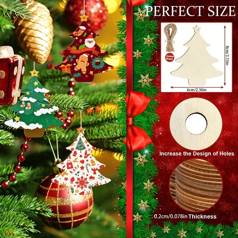 10-Pack Unfinished Wood Christmas Tree Ornaments – DIY Craft Set DIY Craft Ornament Set Nixie