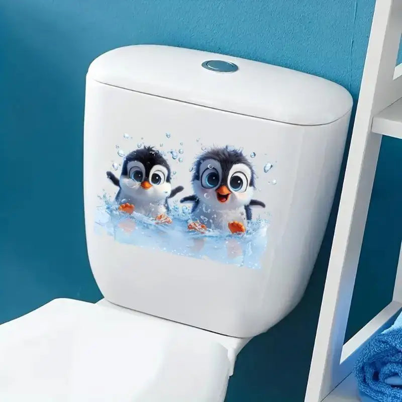Penguin Toilet Lid Sticker – Waterproof Self-Adhesive PVC Decal Bathroom Decal Sticker Nixie