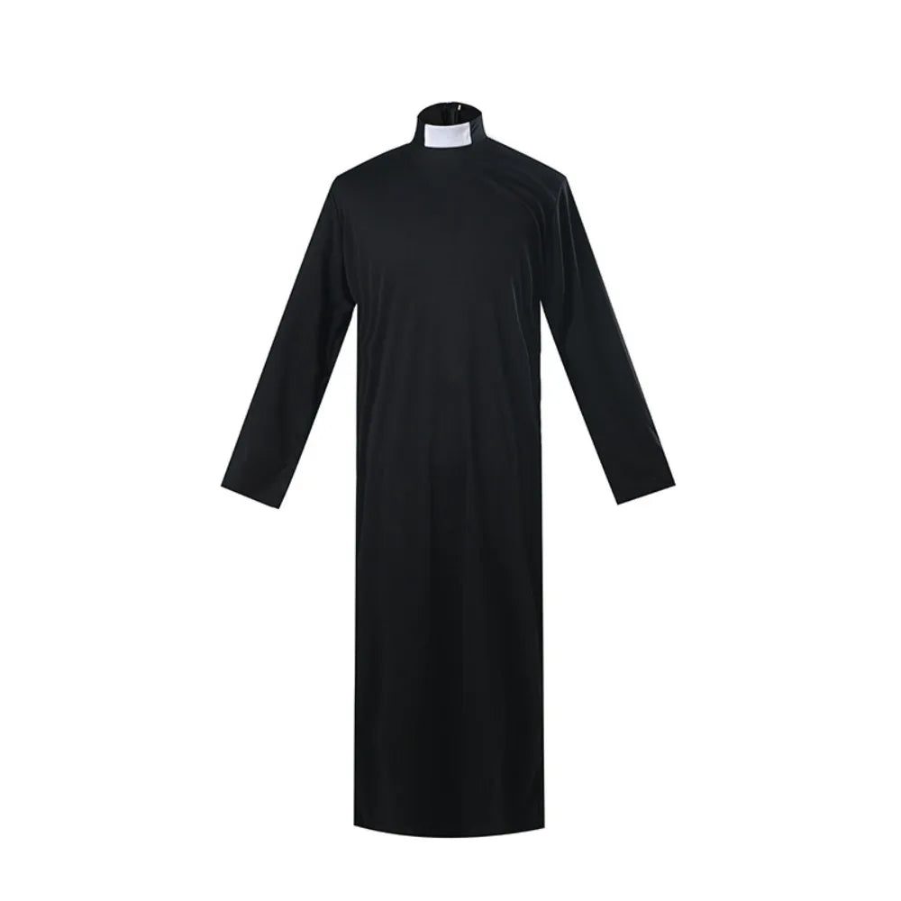 Adult Priest & Nun Cosplay Costume – Unisex Black Robe Set Cosplay Costume Set Nixie M Priest