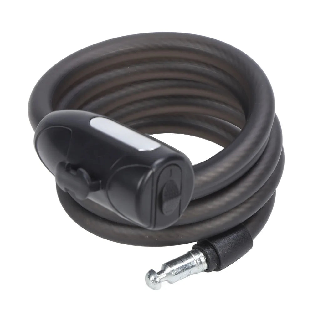 Coiled Bike Cable Lock PVC & Steel, Matte Black, 2 Keys – 4.9ft Bike Cable Lock Nixie