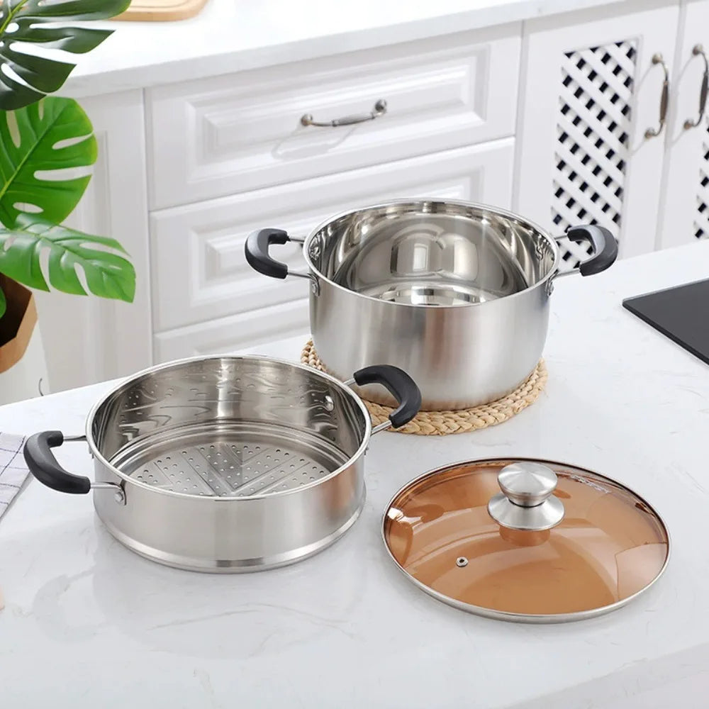 10-Inch Stainless Steel Stock Pot with Lid & Heatproof Handles Stock Soup Pot Nixie
