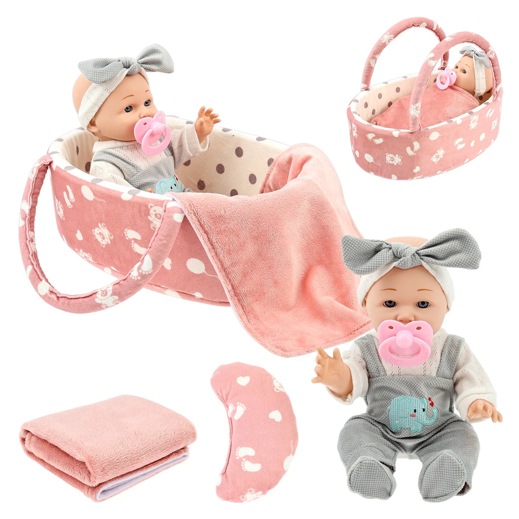12-Inch Reborn Baby Doll Set with Bassinet, Blanket & Accessories Reborn Baby Doll Set Nixie