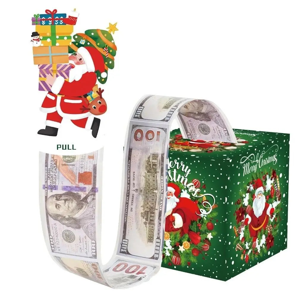 Christmas Pull-Out Money Box with 50 Transparent Bags – Surprise Gift Surprise Gift Box Nixie
