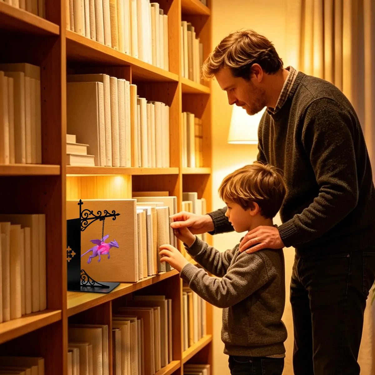 Floating Dragon Bookshelf Lamp – Fantasy LED Shelf Light