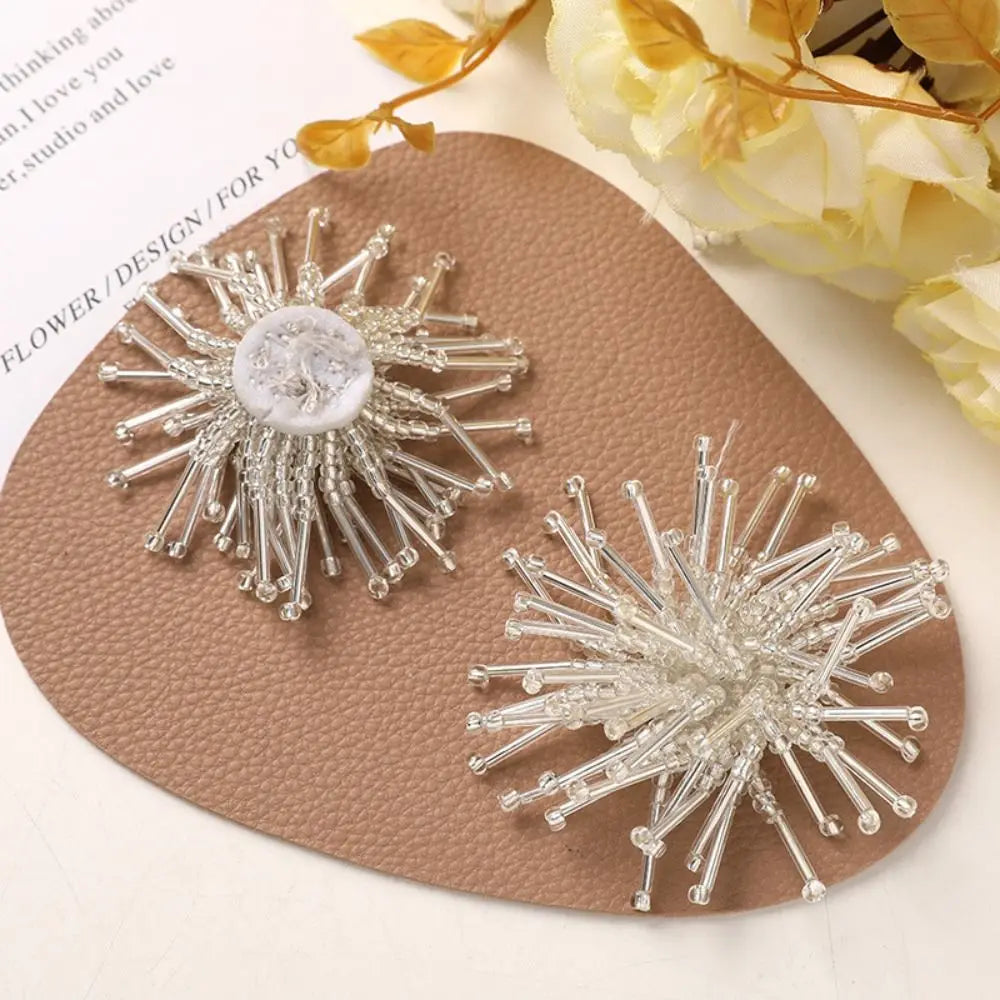 3D Handmade Flower Beads Sew-On Patch | Fabric Applique Beaded Sew-On Patch Nixie