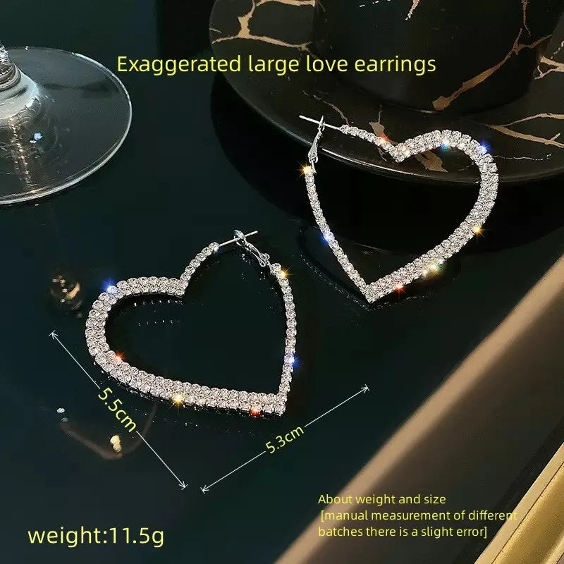 2pcs Silver-Plated Heart Hoop Earrings – Bold Fashion Jewelry Fashion Hoop Earrings Nixie