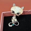 Vintage Crystal Cat Brooch – Rhinestone Opal Animal Pin Crystal Brooch Pin Nixie Default Title