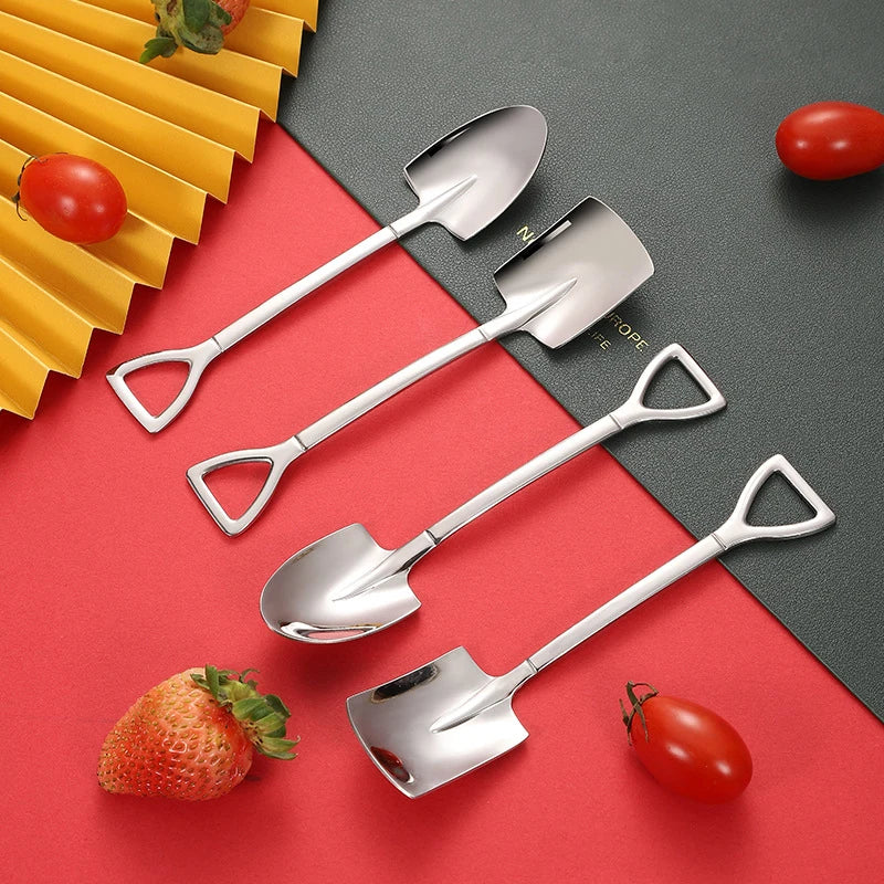 Stainless Steel Shovel Spoons – Coffee & Dessert Cutlery Dessert Spoon Set Nixie