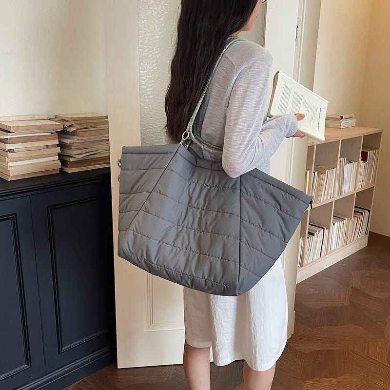 Korean Cloud Quilted Tote Bag – Large Laptop Shoulder Bag Quilted Tote Bag Nixie