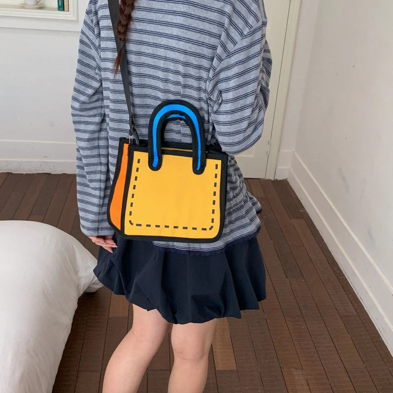 Japanese Manga 2D Flat Canvas Crossbody Tote Bag for Women Canvas Crossbody Tote Nixie