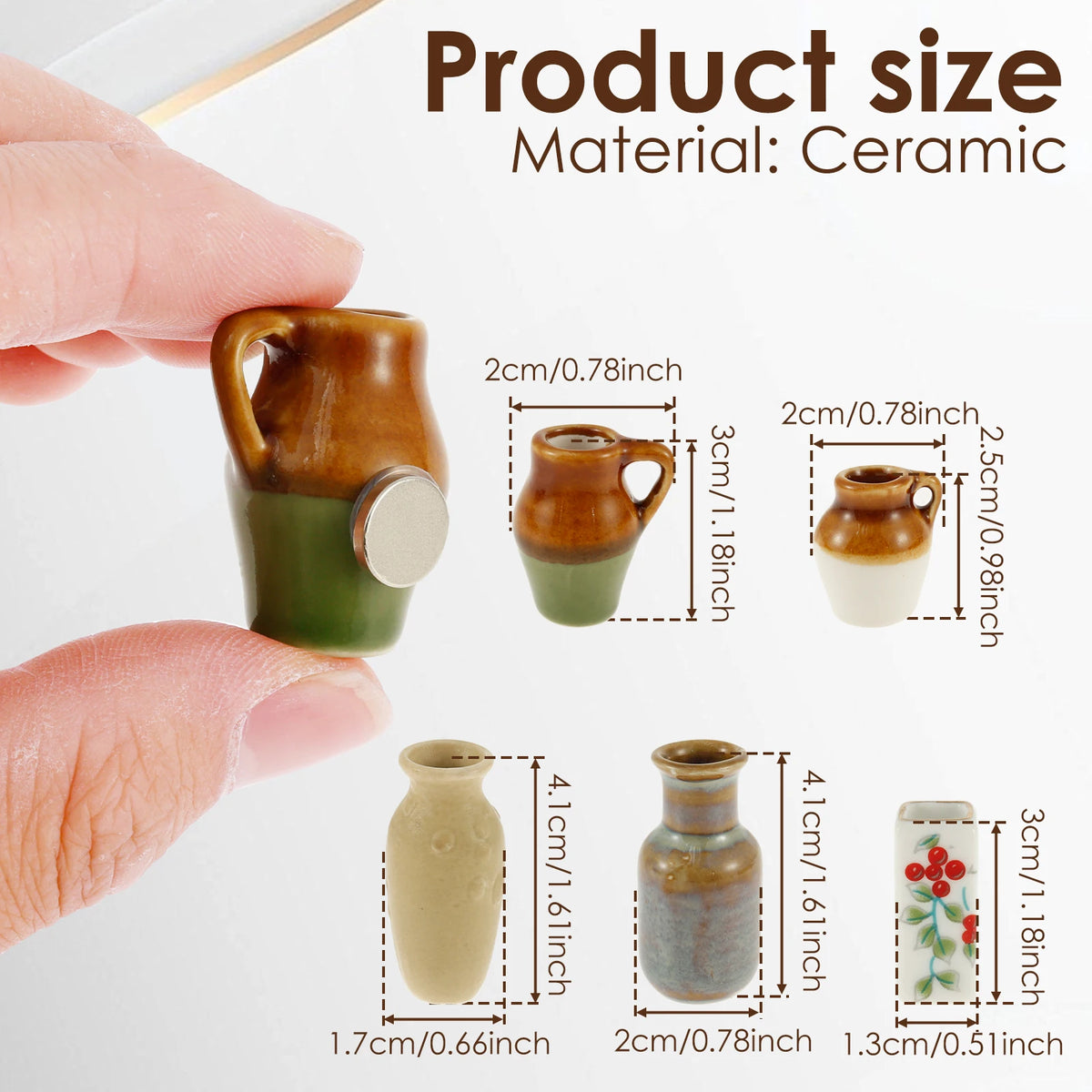 Ceramic Mini Vase Fridge Magnets Set – Plant Décor 3 or 5 Pcs Decorative Fridge Magnets Nixie