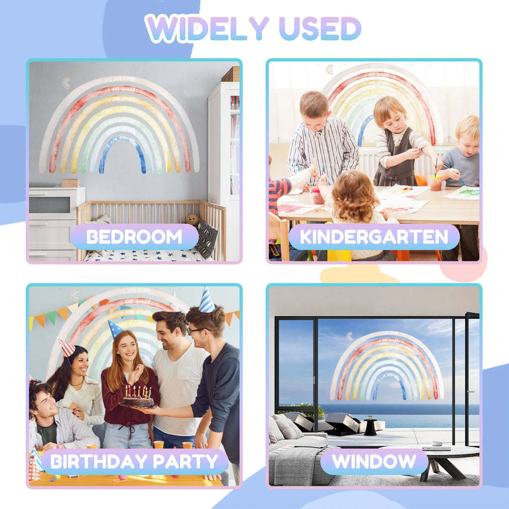 Colorful Rainbow Boho Wall Decals – Large Sticker Set 195×120cm