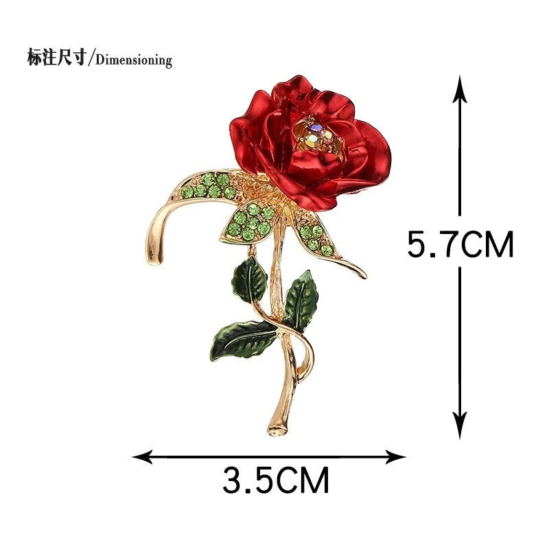 Rose Flower Brooch Pin – Rhinestone & Pearl Wedding Brooch Fashion Brooch Pin Nixie green Blue white zinc plated