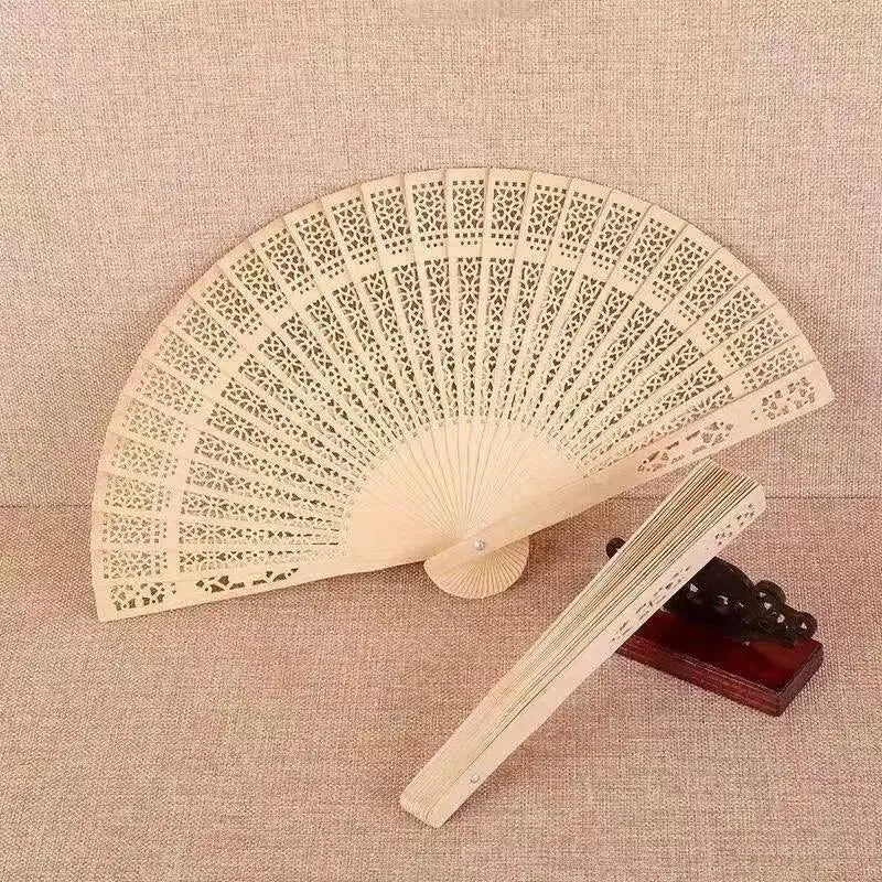 Hollow-Carved Wood Folding Fan – Wedding Favor & Home Décor Decorative Folding Fan Nixie