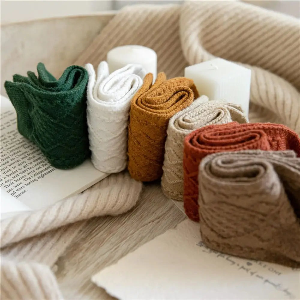 Women's Wool Blend Cable Knit Thermal Crew Socks | Winter Knit Crew Socks Nixie
