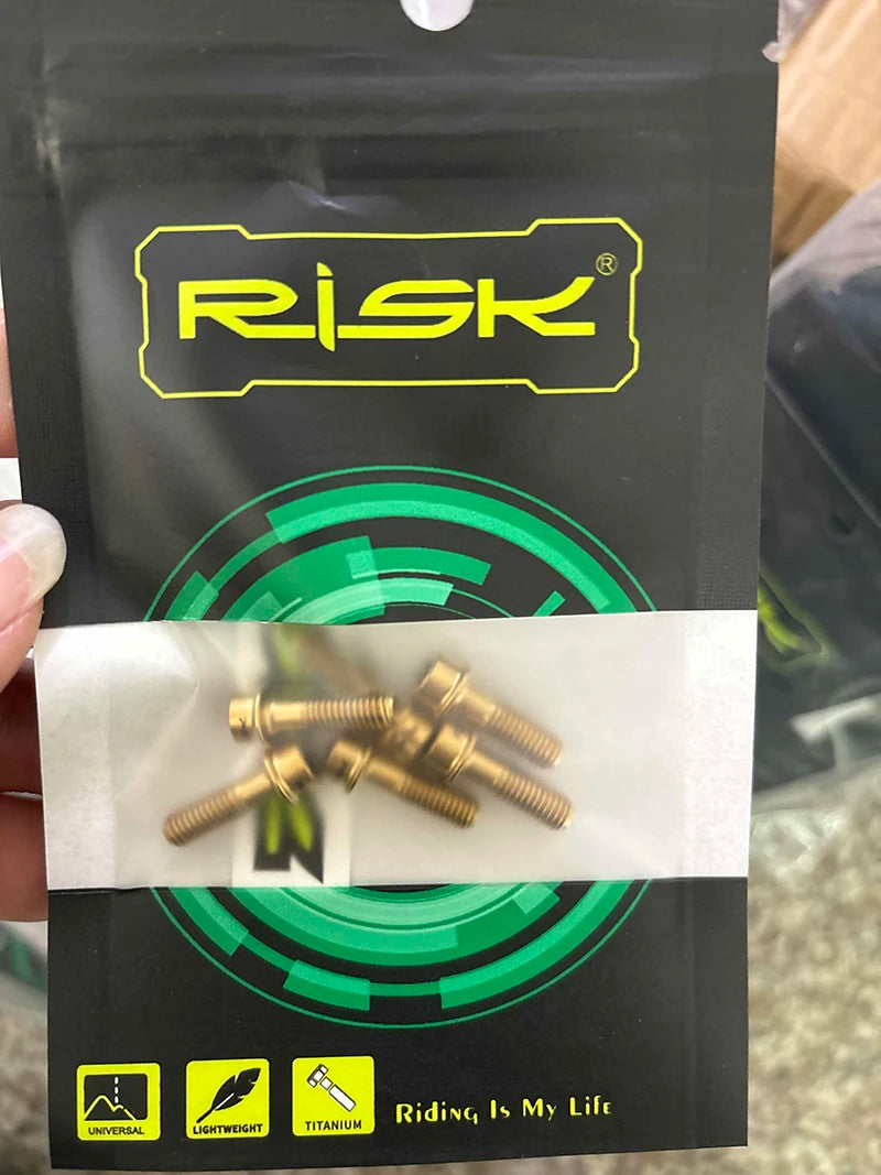 RISK Titanium Stem Bolts 6PCS M5x16/18mm Colorful MTB Bike Screws Titanium Stem Bolts Nixie
