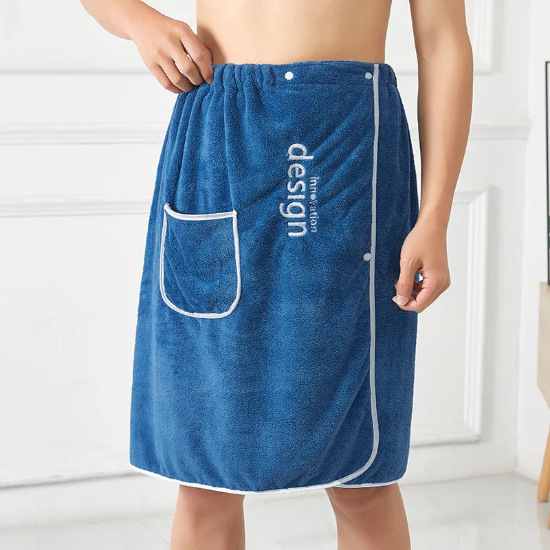 Men's Coral Fleece Shower Wrap Towel Dress – Quick-Dry Bath Towel Wrap Nixie