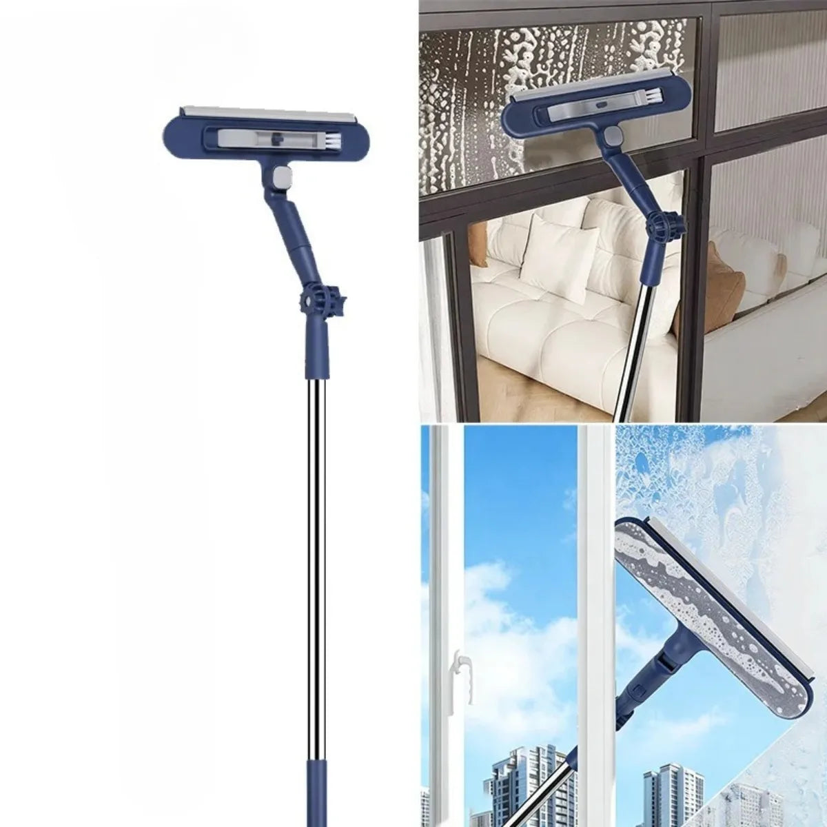 2-in-1 Telescopic Glass Cleaning Brush with Squeegee Glass Cleaning Brush Nixie
