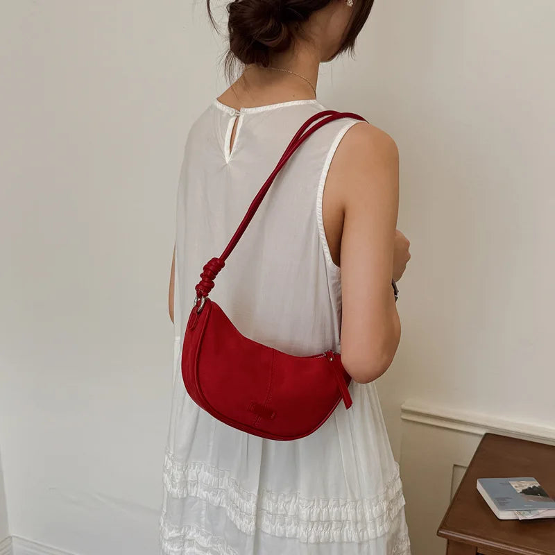 Women's Faux Suede Crescent Crossbody Sling Bag – Large Capacity Crossbody Shoulder Bag Nixie