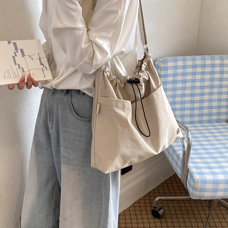 Women's Canvas Drawstring Bucket Bag – Large Capacity & Lightweight Canvas Bucket Bag Nixie