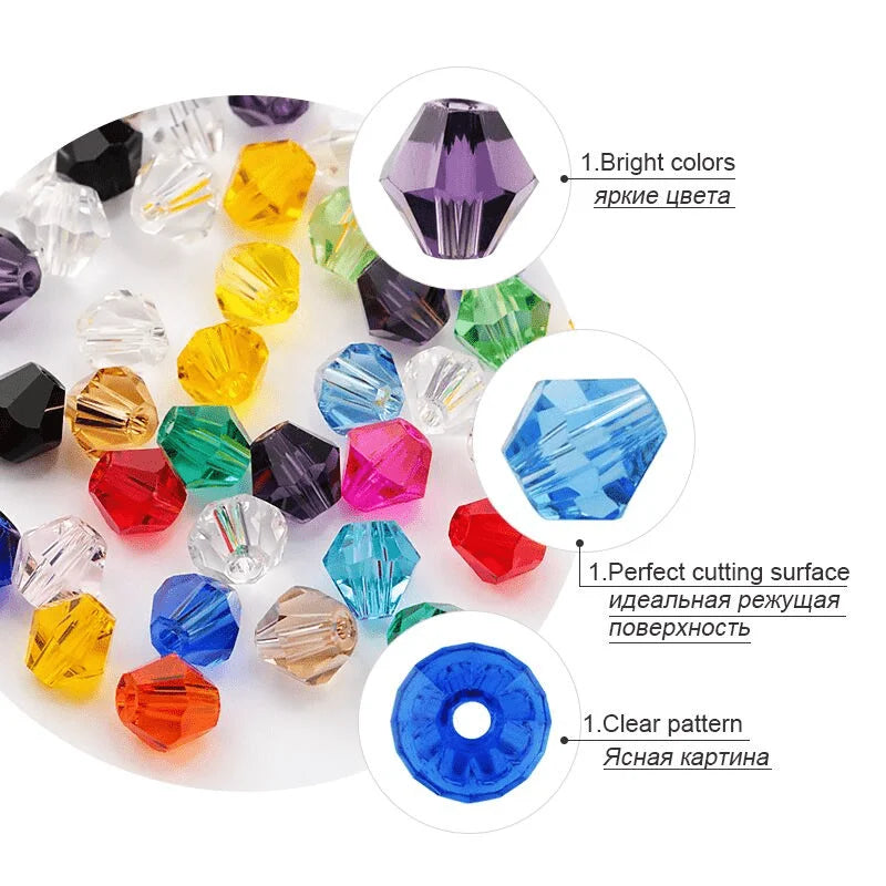 100Pcs 4MM Crystal Glass Bicone Beads – DIY Jewelry Making Jewelry Making Beads Nixie