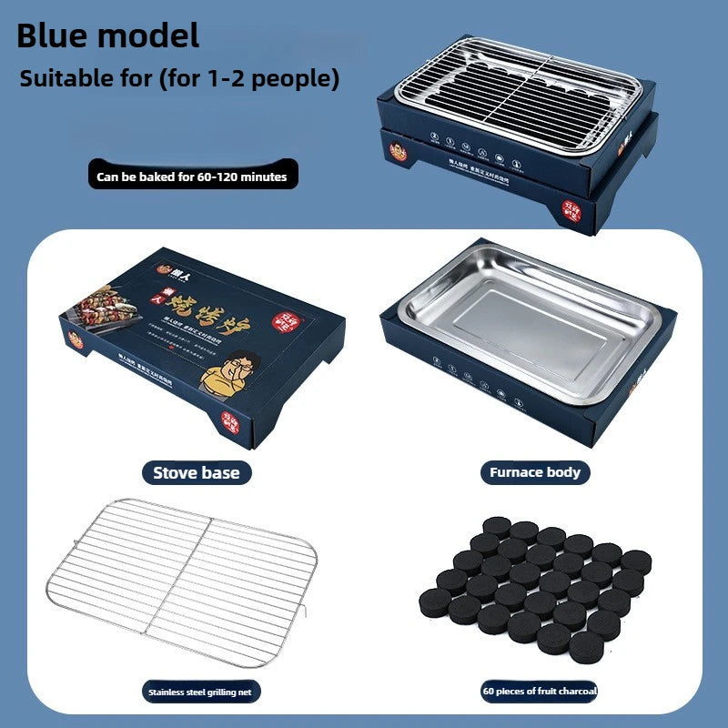 Portable Disposable Charcoal Grill Set – BBQ, Camping & Picnic Portable Charcoal Grill Nixie Blue