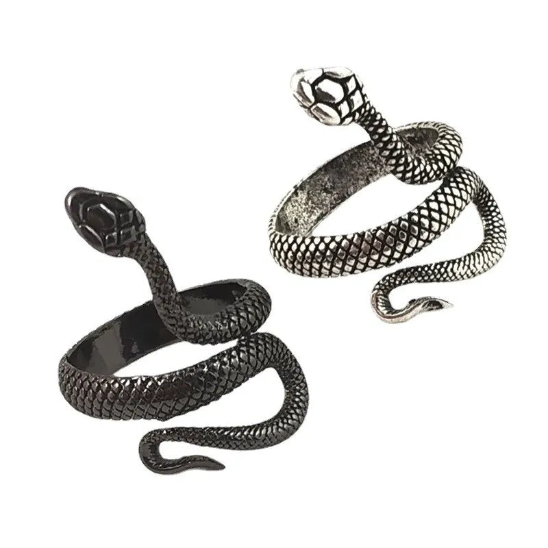 3pc Hip Hop Snake Ring Set – Unisex Gun Black Zinc Alloy Fashion Ring Set Nixie