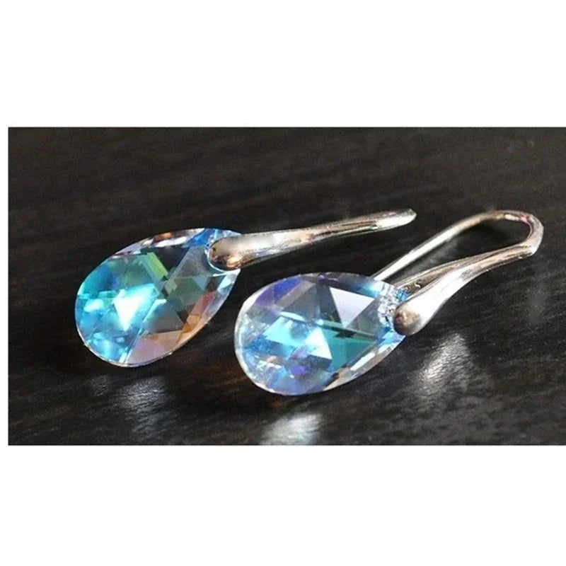 Blue Aurora Crystal Water Drop Dangle Earrings for Women Crystal Dangle Earrings Nixie