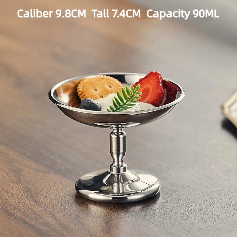 Stainless Steel Retro Goblet Ice Cream Dessert Bowl & Fruit Cup Dessert Serving Goblet Nixie C style