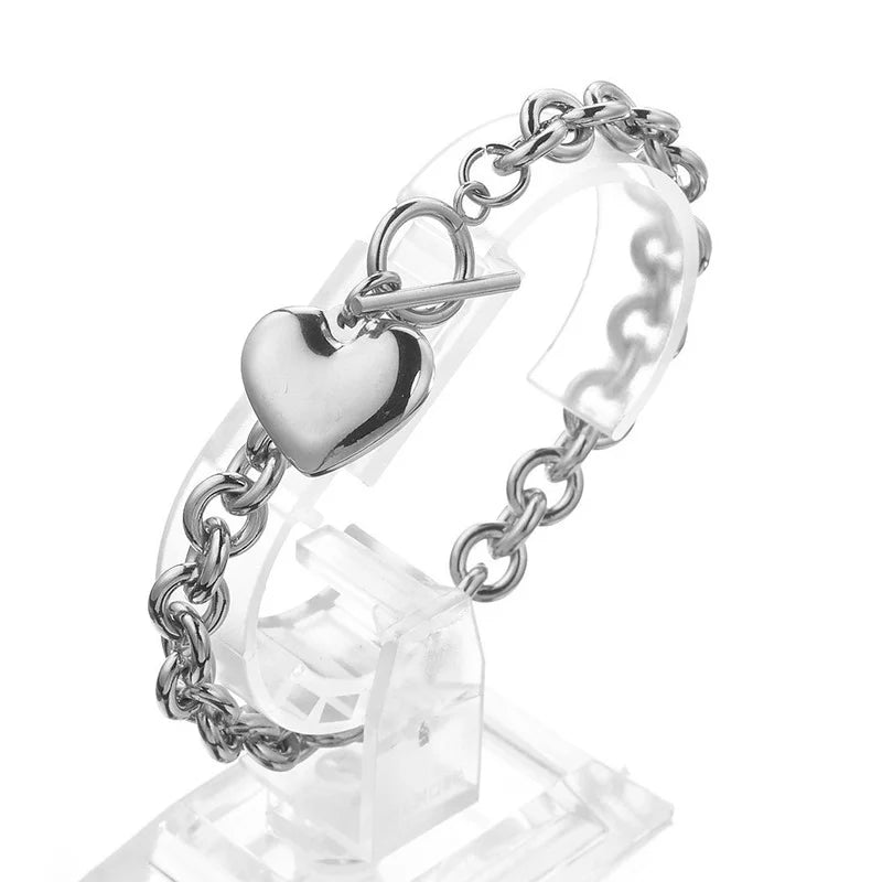 Gold & Silver Heart Charm Bracelet for Women | Nixie Heart Charm Bracelet Nixie