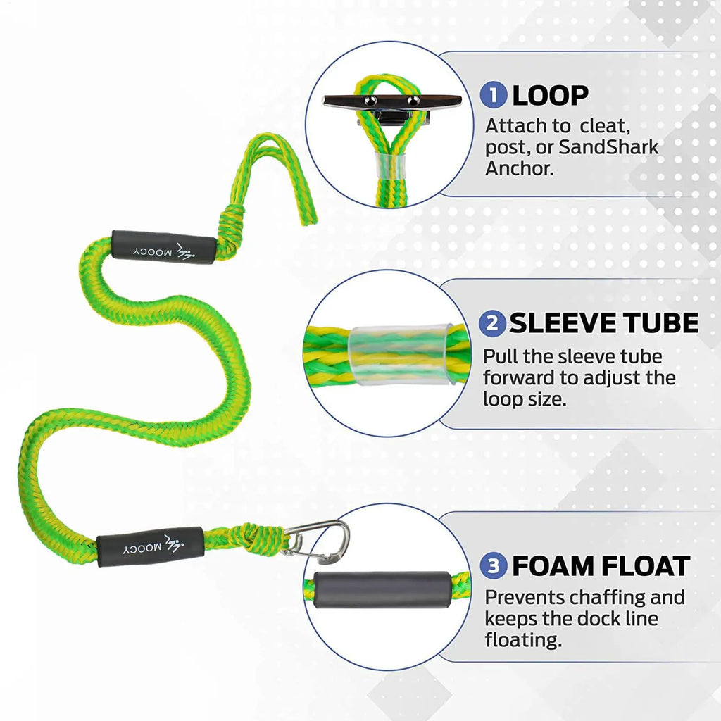Elastic Bungee Boat Dock Line – Adjustable Mooring Rope