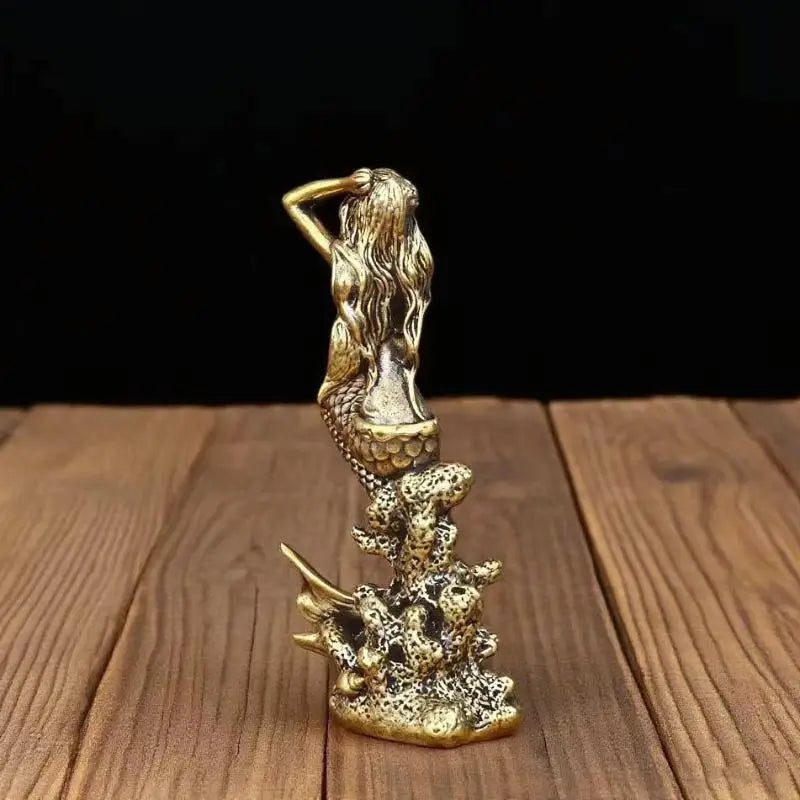 Mini Brass Mermaid Figurine Statue – Home Decor & Gift Decorative Figurine Nixie