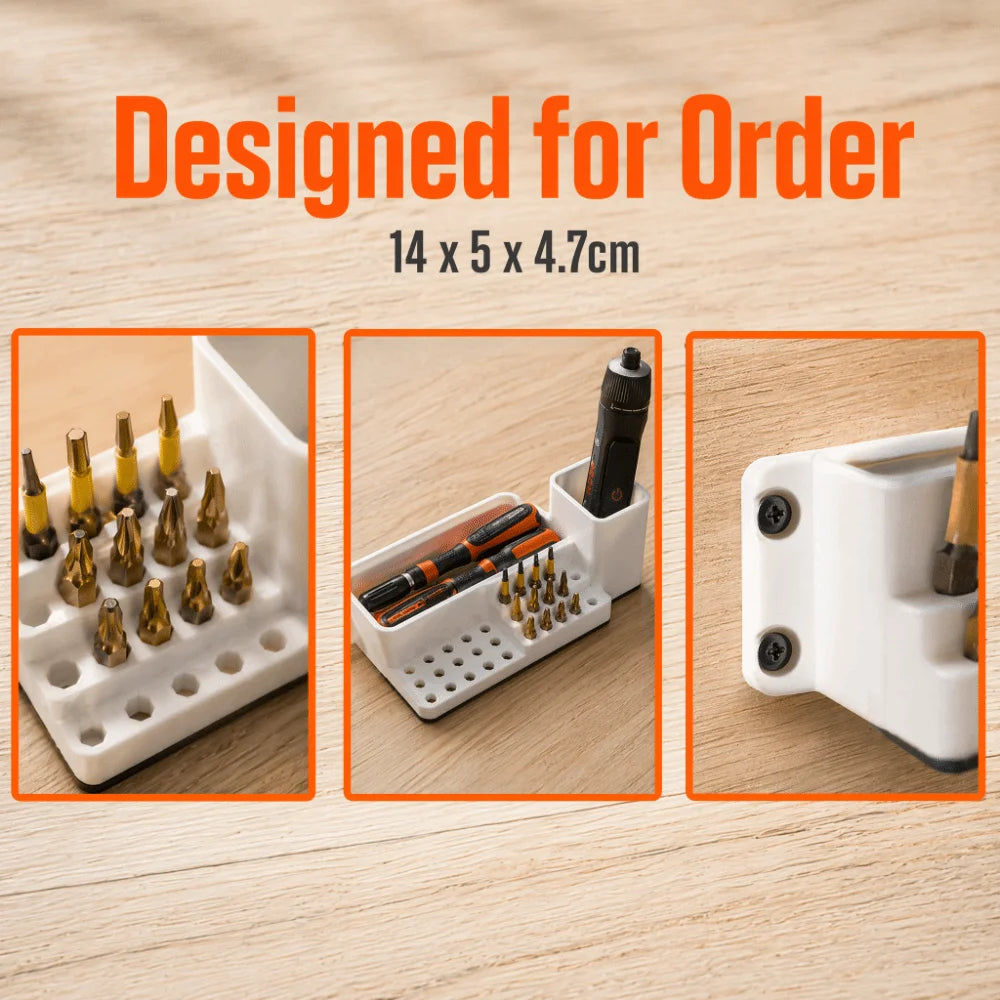 Dual Compartment Tool Storage Box & Hex Bit Organizer