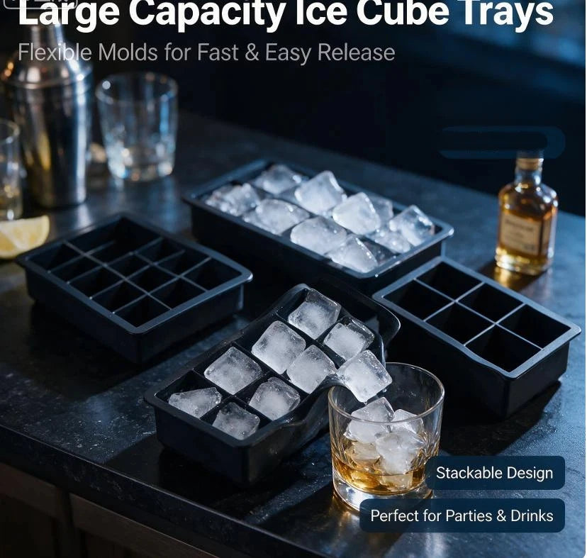 BPA-Free Silicone Ice Cube Tray with Lid – 6 & 15 Grid Mold Silicone Ice Tray Nixie