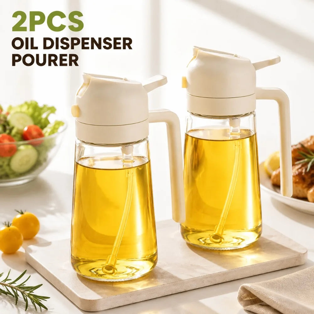 2-in-1 Glass Oil Dispenser & Sprayer Bottle Set – 2Pcs Oil Dispenser Sprayer Nixie