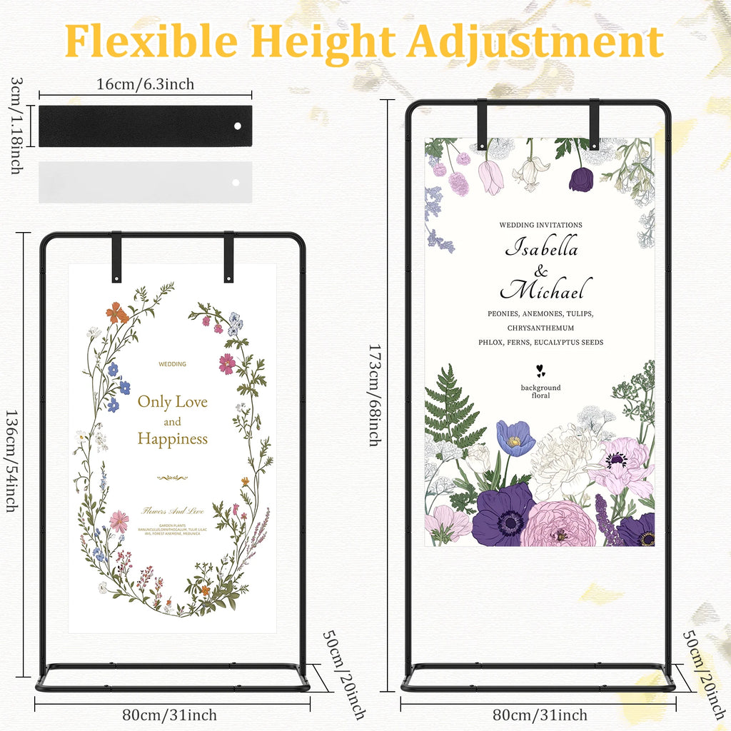 Wedding Welcome Sign Stand – Adjustable Metal Easel