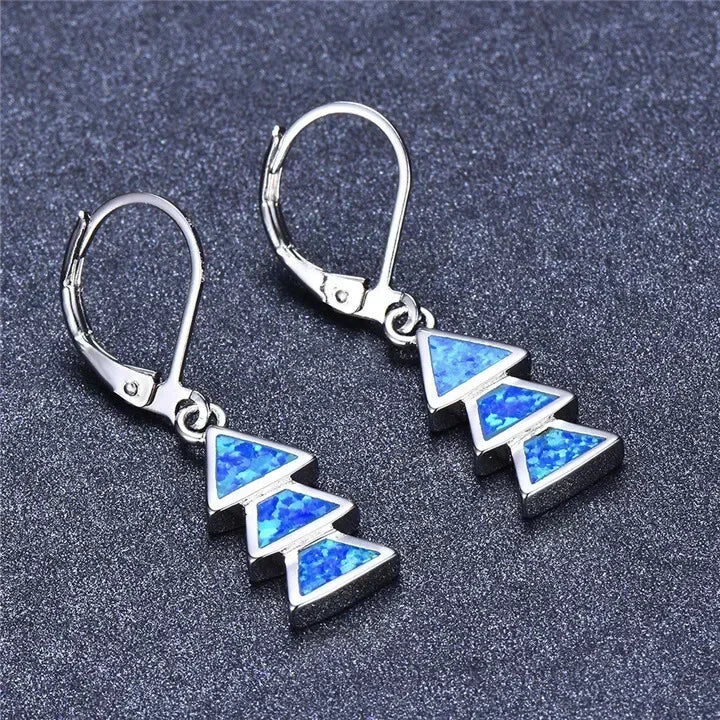 Crystal Triangle Drop Earrings – Vintage Blue Geometric Fashion Drop Dangle Earrings Nixie