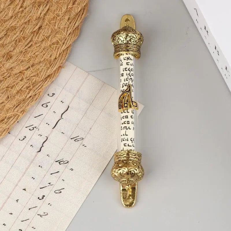 Metal Mezuzah Case with Scroll – Retro Gold Door Plaque Mezuzah Case Nixie
