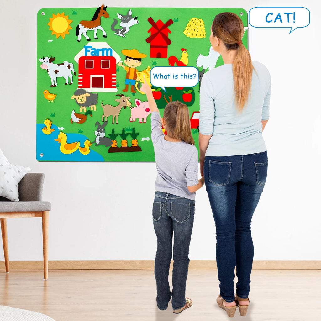 Farm Animals Felt Story Board Set – Toddler Learning Toy Felt Story Board Set Nixie