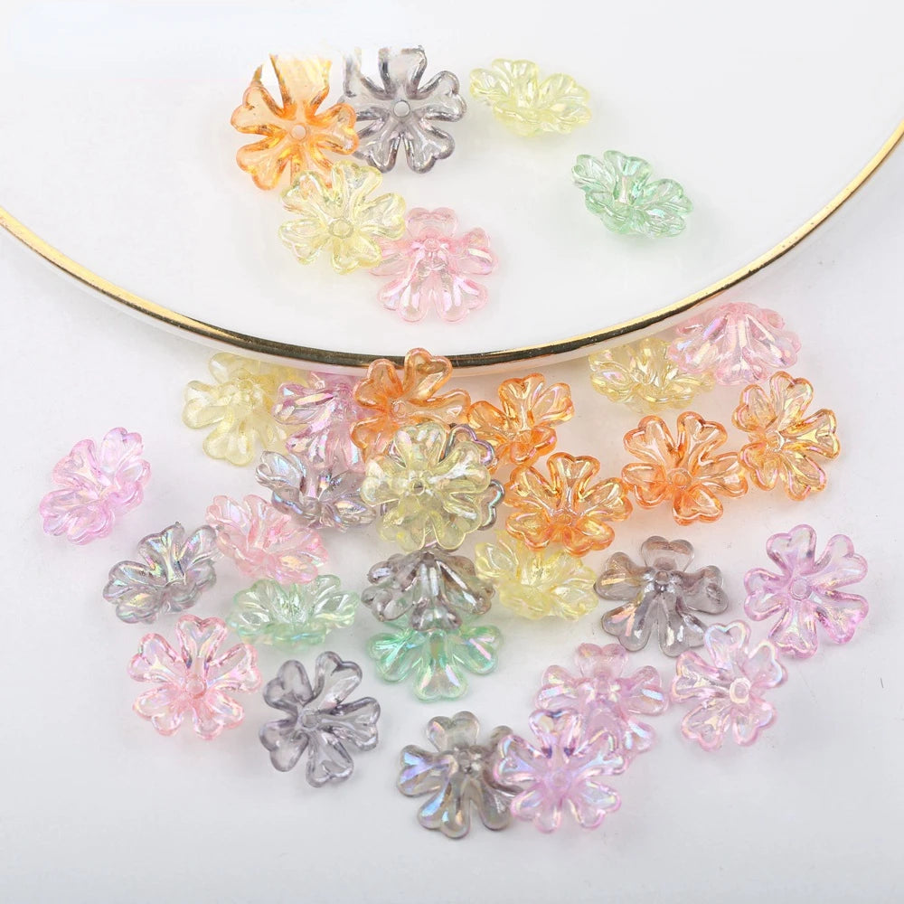 50pcs Acrylic Flower Pearl Bowknot Beads for DIY Jewelry Making Craft Beads Nixie