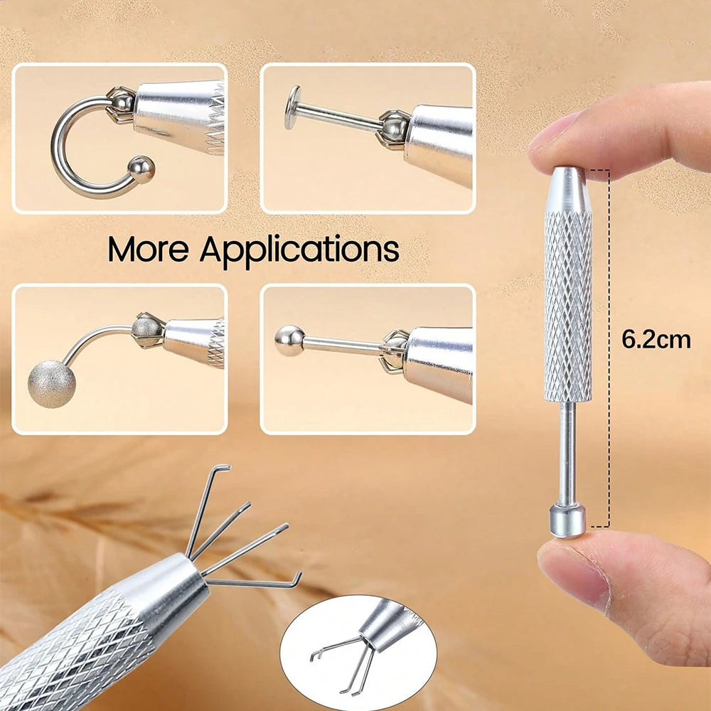 Stainless Steel Piercing Ball Grabber Tool Kit – Lip, Nose & Ear Piercing Tool Kit Nixie