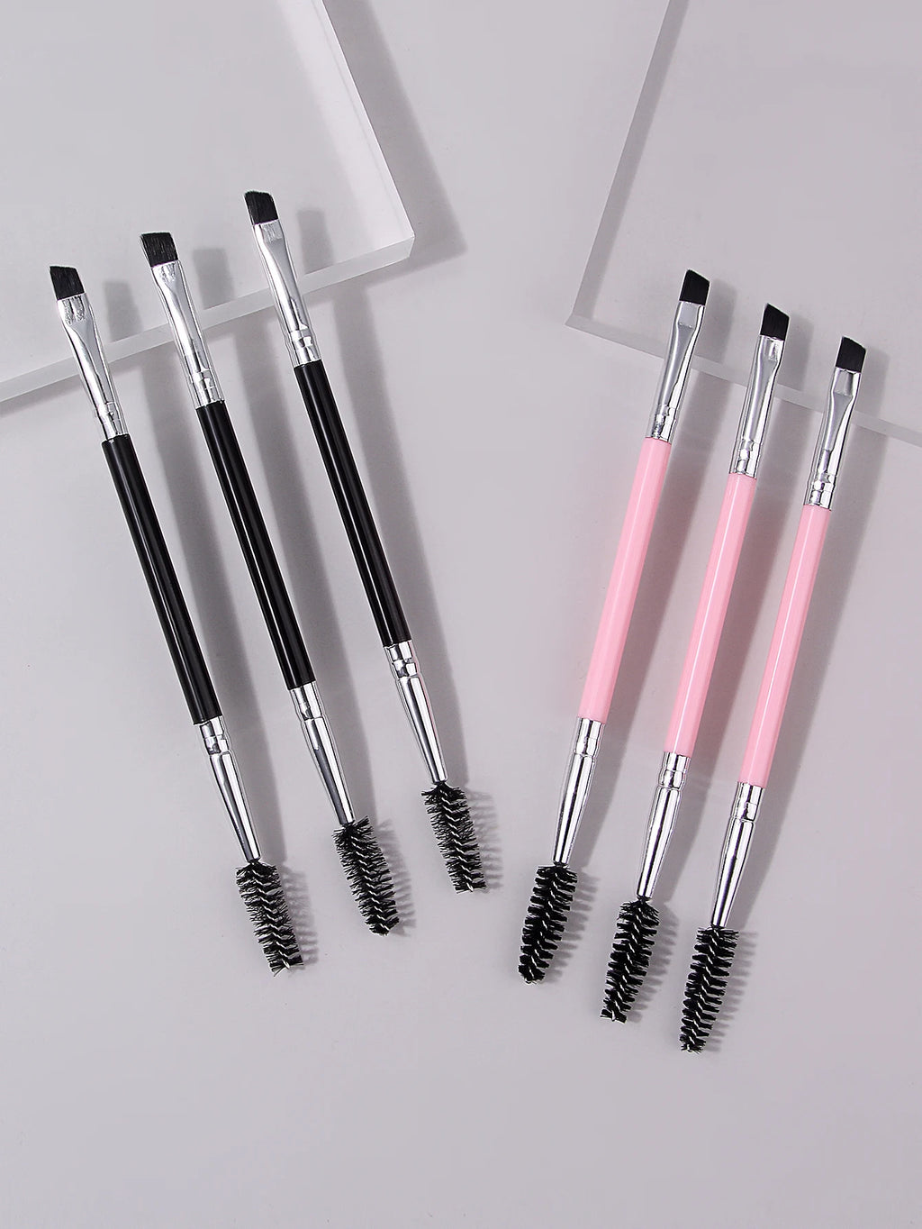 2-in-1 Eyebrow Brush – Spoolie & Angled Brow Brush Set Eyebrow Makeup Brush Nixie black