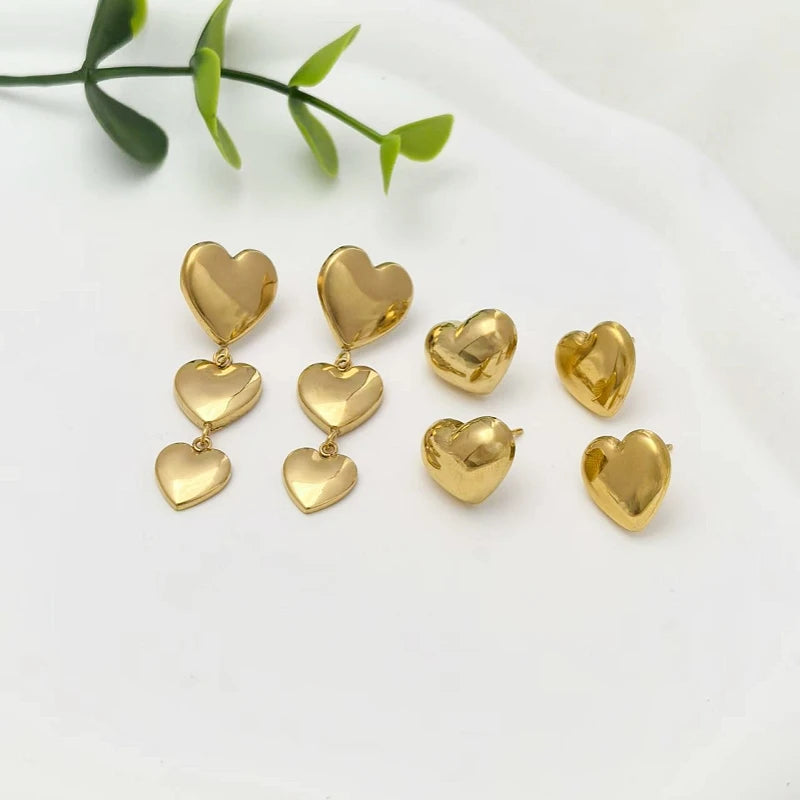Heart Stud Earrings – 14K Gold Plated Stainless Steel | Women Stud Earrings Nixie