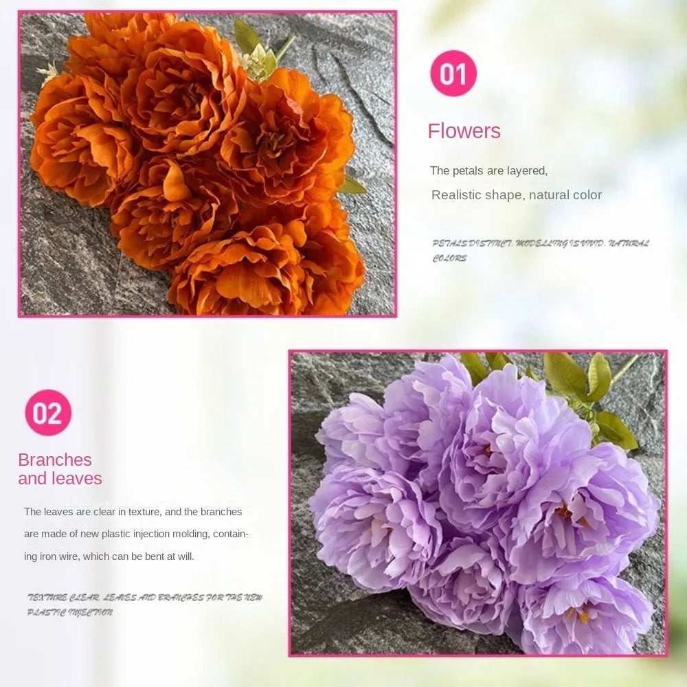 42CM Silk Peony Bouquet 7 Heads – Artificial Flowers for Decor Artificial Silk Flowers Nixie