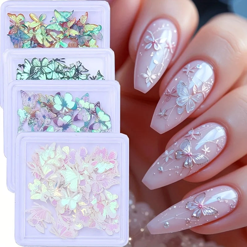 50PCS Iridescent Butterfly Sequins for Nail Art & DIY Decor Nail Art Sequins Nixie