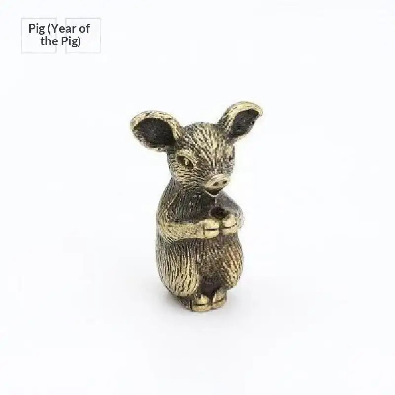 Handcrafted Brass Mini Pig Figurine Retro Desk Ornament Tea Pet Brass Collectible Figurine Nixie A5